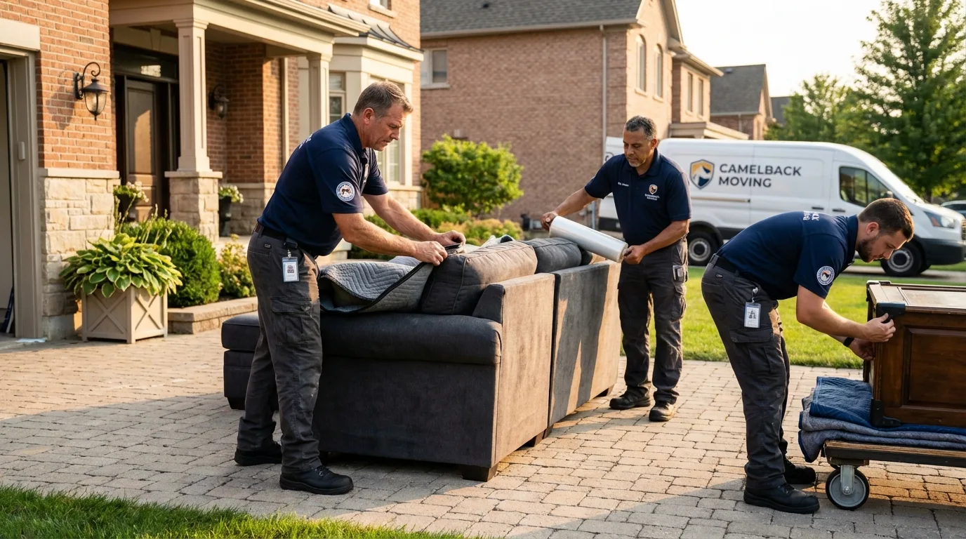 Large estate moving crew wrapping furniture in Rancho Mirage, CA